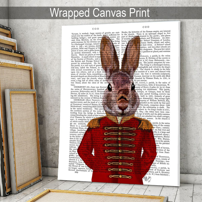 Army Rabbit Color Pages Military Rabbit in Red, Antiquarian Book Prints, Art Print, Wall Art ...