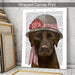 Chocolate Labrador Hat and Pink Scarf
