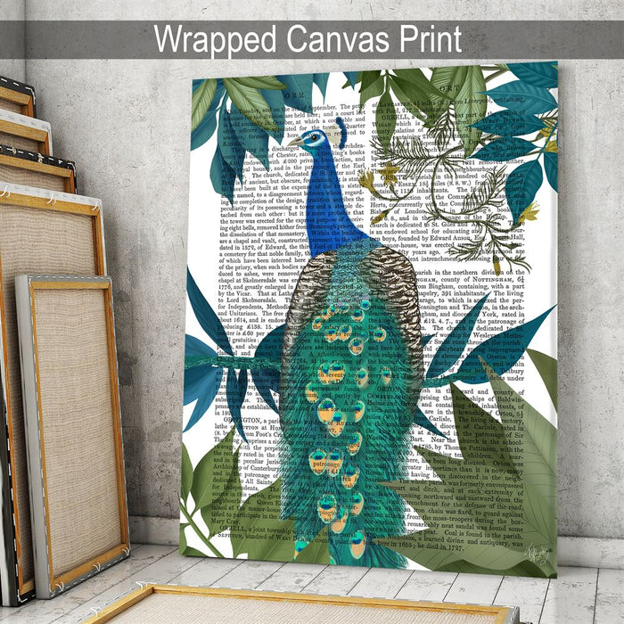 Peacock On Branch, Book Print, Art Print, Wall Art