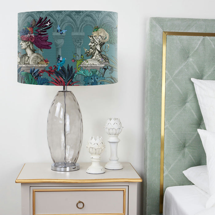 Petasus Flora, Blue/Green, Lamp shade, Drum, Pendant Lighting — FabFunky