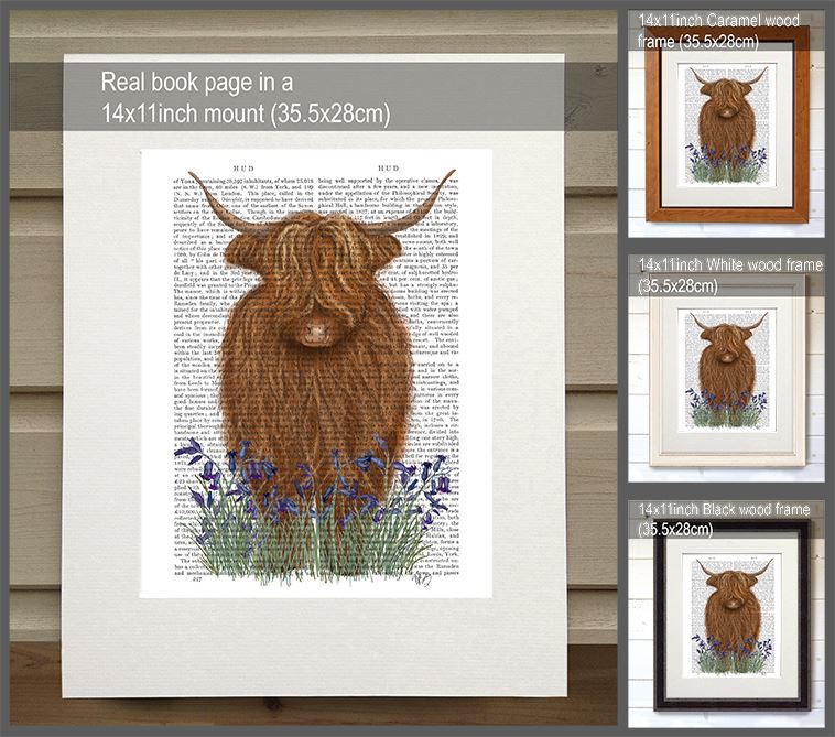 Highland Cow, Bluebell, Antiquarian Book Prints, Art Print, Wall Art — FabFunky highland-cow-bluebell-antiquarian-book-prints-art-print-wall-art-fabfunky