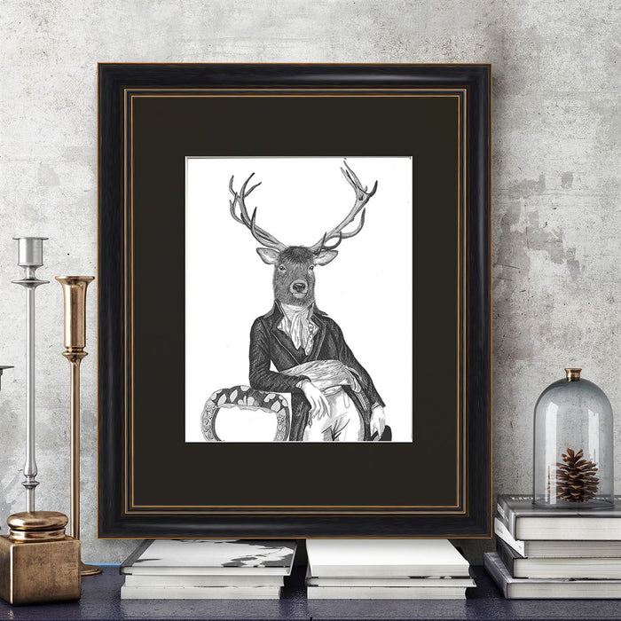 Portrait of Deer and Chair, Limited Edition Print of drawing | Ltd Ed Print 18x24inch