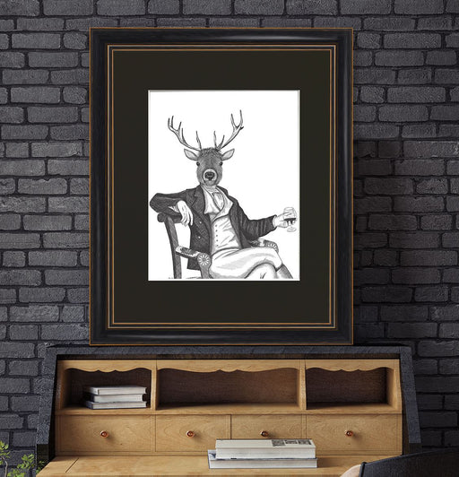 Portrait of Distinguished Deer, Limited Edition Print of drawing | Ltd Ed Print 18x24inch