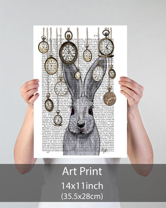 Rabbit Time, Antiquarian Book Prints, Art Print, Wall Art — FabFunky
