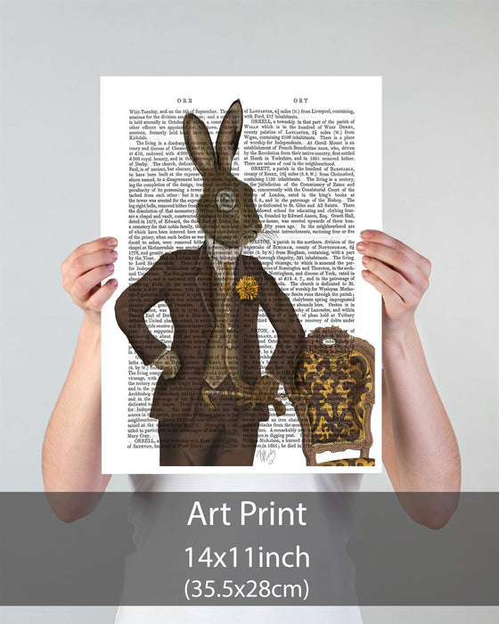 Dapper Rabbit Lithograph Dapper Hare, Antiquarian Book Prints, Art Print, Wall Art — FabFunky