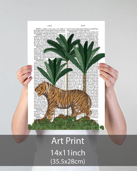 Tiger in palms, Animalia Book Print, Art Print, Wall Art